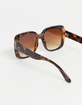 Thumbnail for your product : ASOS DESIGN frame oversized 70s square sunglasses in caramel tort with brown lens - BROWN