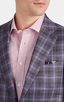 Isaia Men's Plaid Wool-Blend Two-Button Sportcoat - Purple
