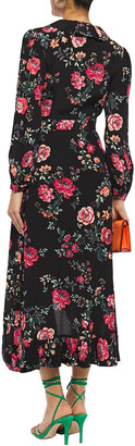 Maje Ruffle-trimmed Floral-print Crepe Midi Wrap Dress