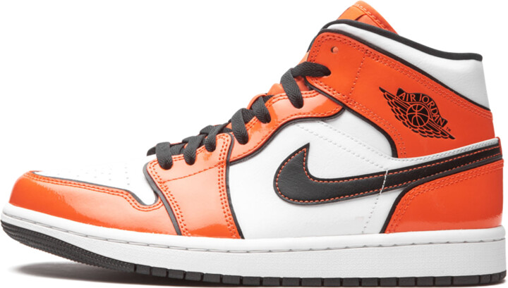 orange patent leather shoes