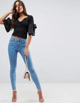 Thumbnail for your product : ASOS Top With V Neck With Three Quarter Pretty Bow & Bell Sleeve