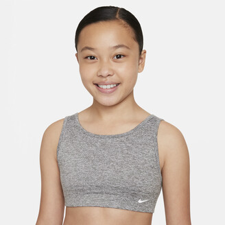 Nike Dri-FIT Swoosh Luxe Big Kids' (Girls') Sports Bra in Grey - ShopStyle