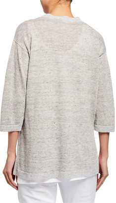 Eileen Fisher Melange Organic Linen 3/4-Sleeve Tunic Sweater