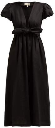 Mara Hoffman Savannah Puff-sleeve Hemp Midi Dress - Womens - Black