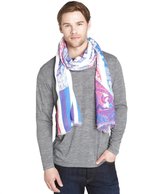 Thumbnail for your product : Etro blue and purple striped paisley linen scarf
