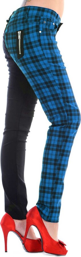 Banned Enchanted Red Tartan Punk Skinny Trousers