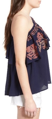 Sun & Shadow Women's Embroidered One-Shoulder Top
