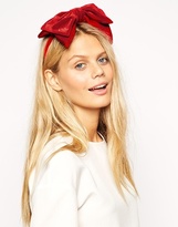 Thumbnail for your product : ASOS Velvet Bow Headband - Red
