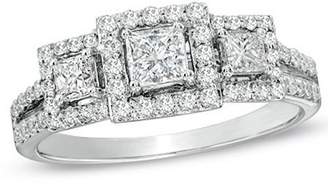 JeenJewels 1.67 Carat Halo Diamond Engagement Ring with Princess cut Diamond on 18K White gold