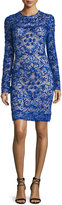 Thumbnail for your product : Naeem Khan Long-Sleeve Floral-Appliqué Cocktail Dress, Royal Blue