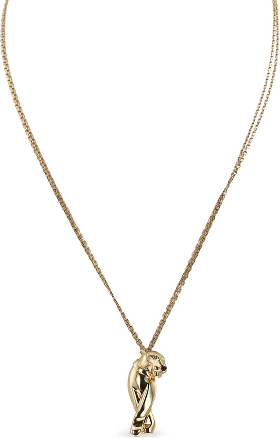 Cartier 18K yellow gold Panthère tsavorites and onyx necklace