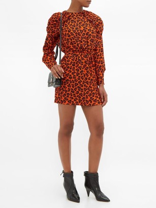 MSGM Ruffled Leopard-print Crepe Mini Dress - Orange