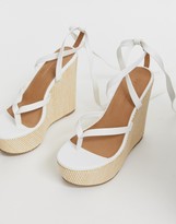 Thumbnail for your product : ASOS DESIGN DESIGN Tribute thong tie leg wedges