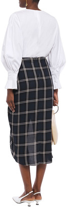 Mother of Pearl Emma Asymmetric Draped Checked Twill Skirt