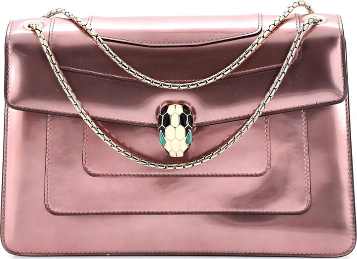 Pre-Owned Bvlgari Medium Serpenti Forever Shoulder Bag Metallic Leather