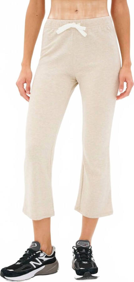 Splits59 Brooks Fleece Cropped Flare Pants In Heather Oatmeal