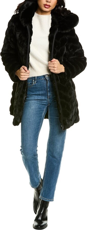 Via Spiga Herringbone Plush Coat