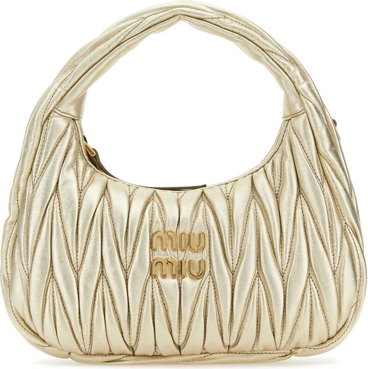 Miu Miu Gold Nappa Leather Wander Handbag