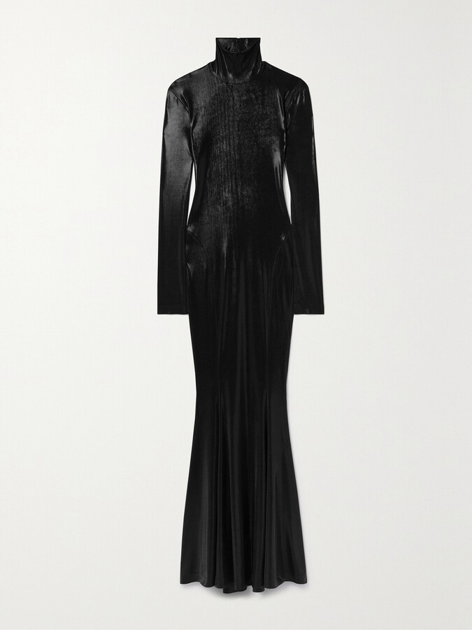 Norma Kamali Metallic Stretch-jersey Turtleneck Gown - Black