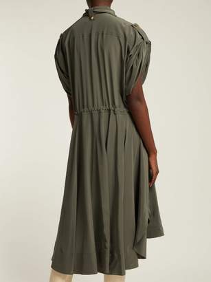 Chloé Drawstring Waist Silk Crepe De Chine Midi Dress - Womens - Green