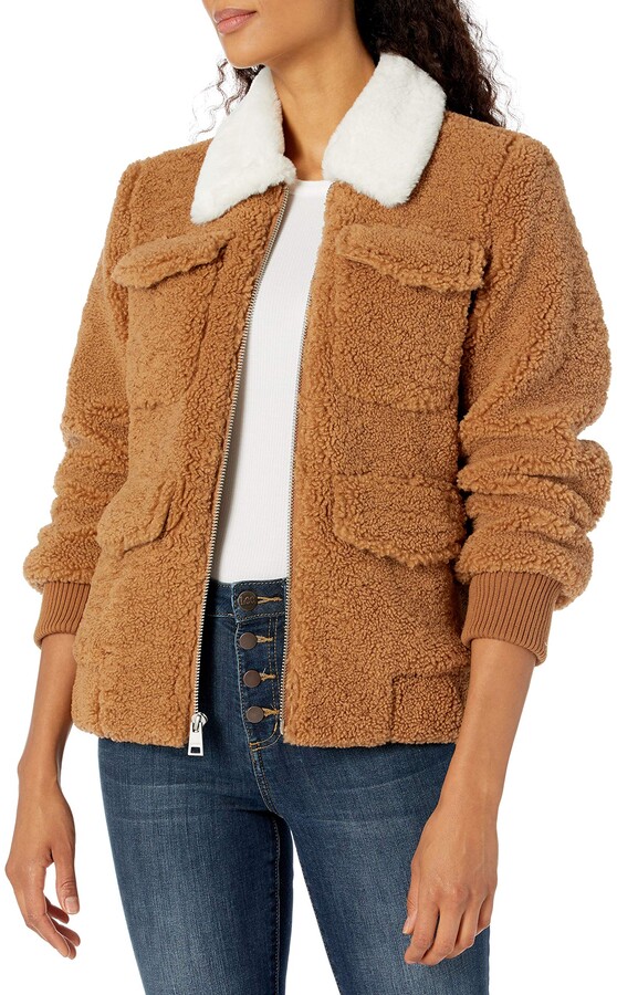 Levi's Women's Janelle Soft Faux faux sherpa Four Pocket faux fur Collar Bomber  Jacket - ShopStyle