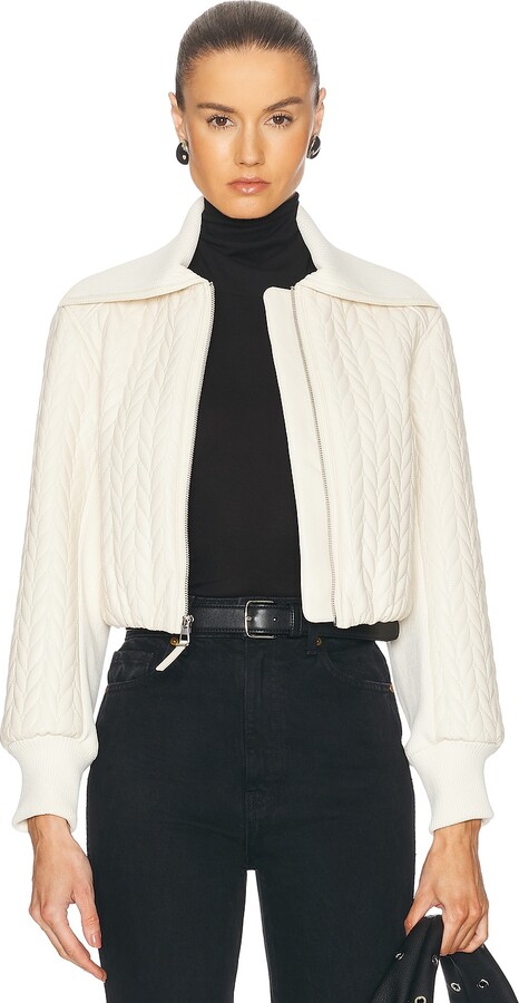 SIMKHAI Palmer Quilted Cropped Jacket in Cream