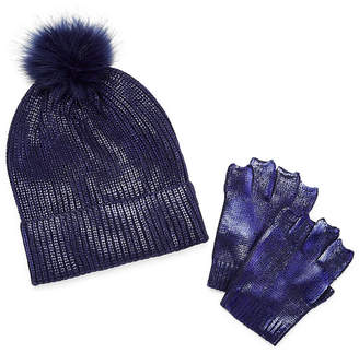 MIXIT Mixit Pom Beanie And Fingerless Glove 2-pc. Foiled Cold Weather Set