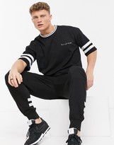 Thumbnail for your product : New Look t-shirt set with stripe detail in black