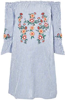 Dorothy Perkins Womens **Maternity Blue Striped Embroidered Tunic Top