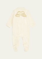 Thumbnail for your product : Marie Chantal Girl's Velour Golden Angel Wing Footie Pajamas, Size Newborn-18M