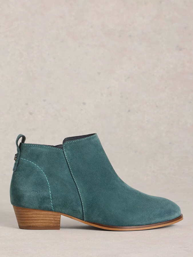 White Stuff Lottie Suede Wedge Heel Ankle Boots, Dark Navy