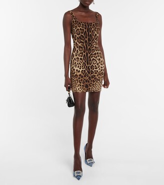 Dolce & Gabbana Leopard-print silk-blend minidress