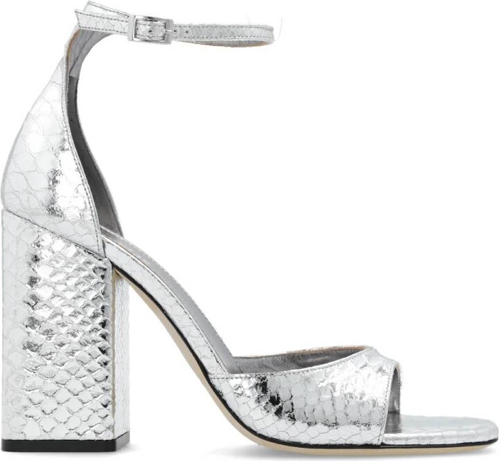 Paris Texas Silver Fiona Embossed Leather Sandals