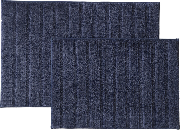 Nautica Micellar Cotton Solid Reversible 2 Piece Bath Rug Set - Grey