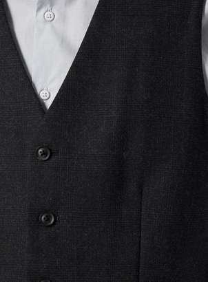 Topman Navy Tonal Check Suit Vest containing Wool