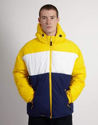 Schott NYC Hooded Polyfill Jacket Yellow & Royal Blue