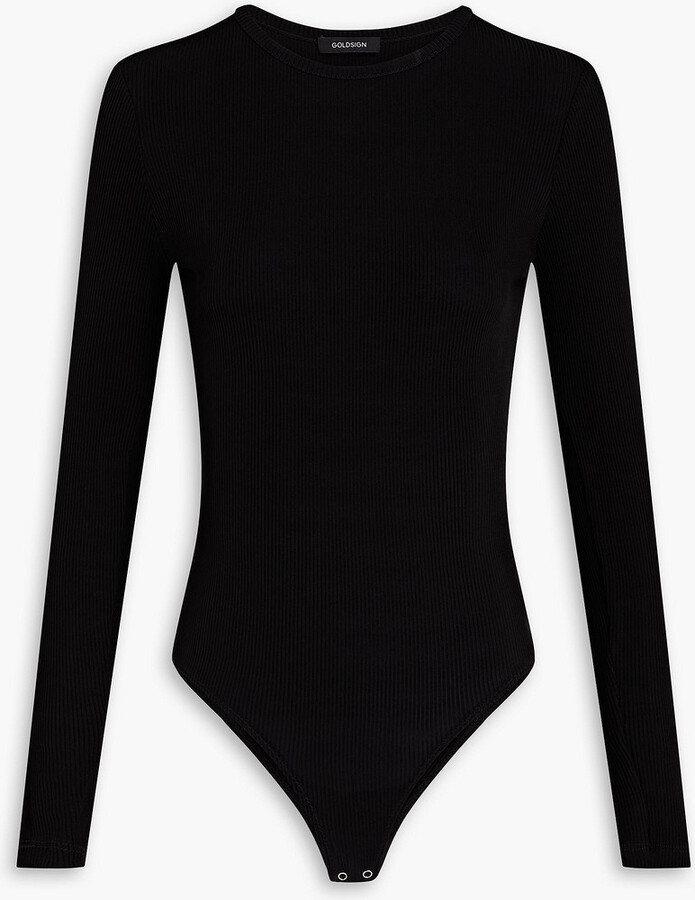 Gold Sign Jigsaw cutout ribbed-jersey bodysuit