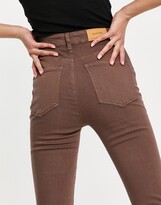 Thumbnail for your product : Stradivarius super high waist skinny jeans in brown