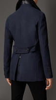 Thumbnail for your product : Burberry Cotton Blend Pea Coat With Shearling Topcollar
