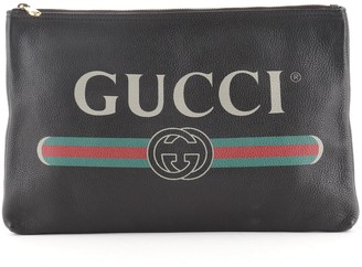 Gucci Logo Portfolio Clutch Printed Leather Large - ShopStyle