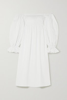 Thumbnail for your product : Sleeper Atlanta Off-the-shoulder Shirred Linen Midi Dress - White