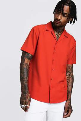 boohoo Relaxed Fit Revere Shirt In Short Sleeve