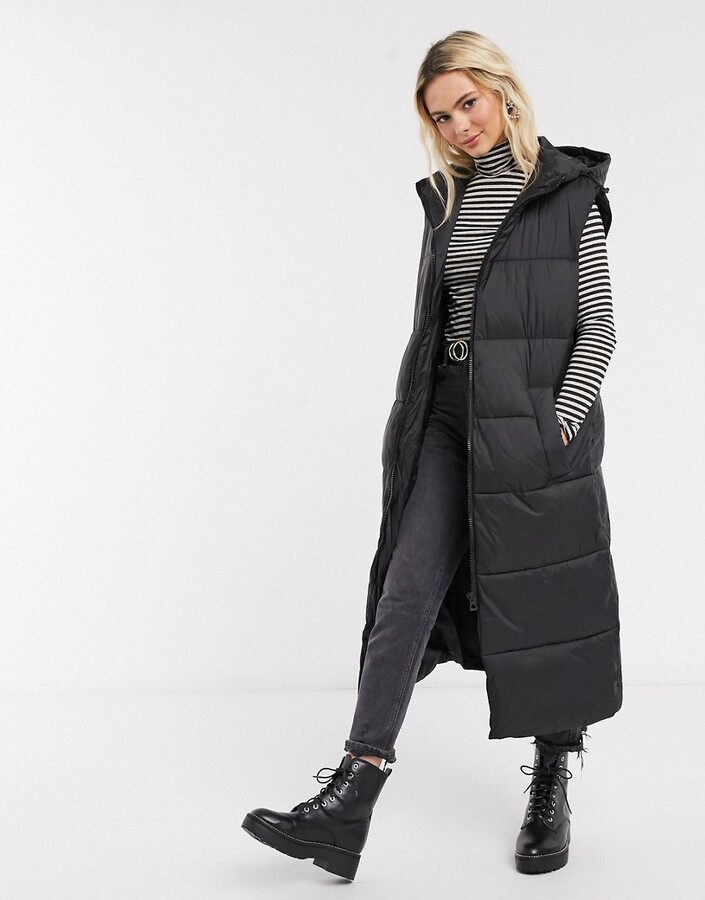 ASOS DESIGN sleeveless maxi puffer jacket in black - ShopStyle