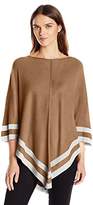 Thumbnail for your product : Leo & Nicole Women's Border Stripe Pullover Poncho Sweater