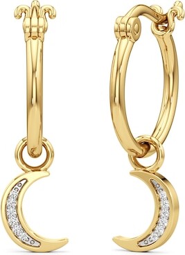 Zales Diamond Accent Crescent Moon Dangle Hoop Earrings in Sterling Silver with 24K Gold Plate