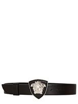 Thumbnail for your product : Versace 35mm Medusa Shield Buckle Leather Belt