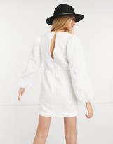 Thumbnail for your product : In The Style x Lorna Luxe smock dress with oversized collar in white