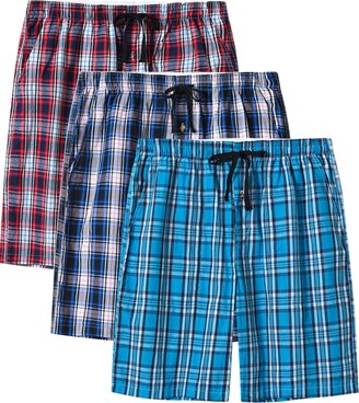 MoFiz Men's Cotton Lounge Shorts Pyjama Bottoms Plaid Pajama PJ Shorts  Elastic Waist Button Fly 3 Pack Size XL - ShopStyle Sleepwear