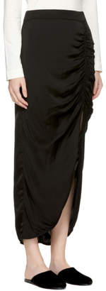 Raquel Allegra Black Gathered Slit Skirt
