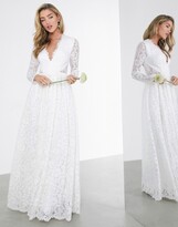 Thumbnail for your product : ASOS EDITION Penelope v neck lace wedding dress with open back